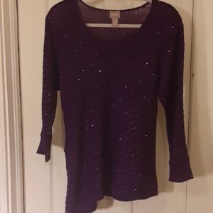 Chicos Purple Sequined Sweater, Size 2